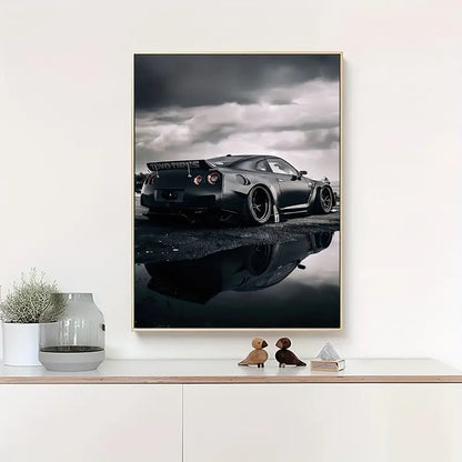 1 PCS Black Sports Car Canvas Wall Art