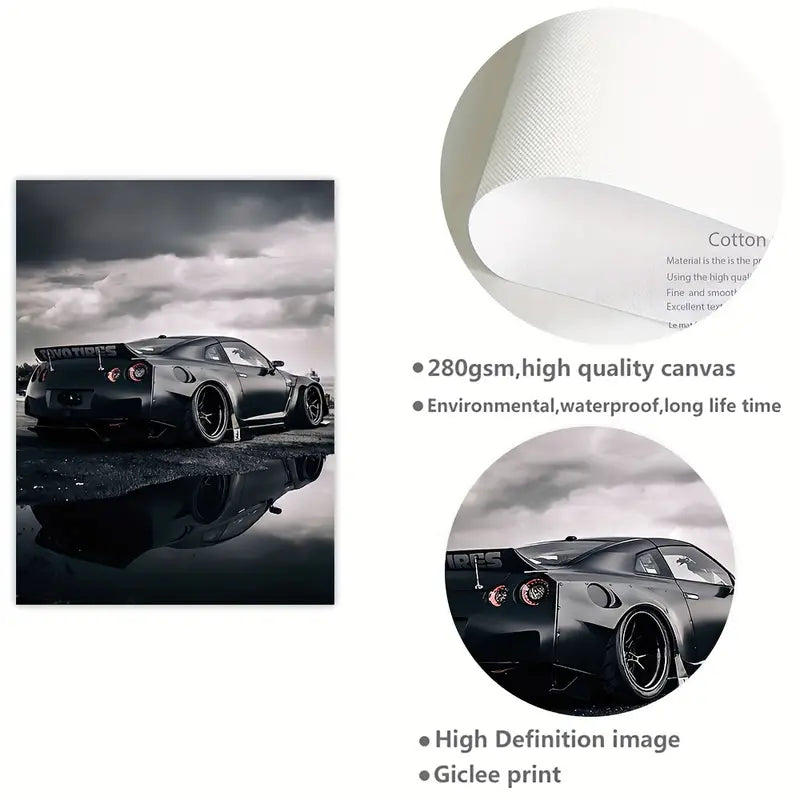 1 PCS Black Sports Car Canvas Wall Art