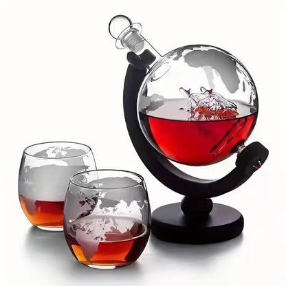 1 Set 30oz Whiskey Decanter Globe Set With 2 Whiskey Glasses 5oz