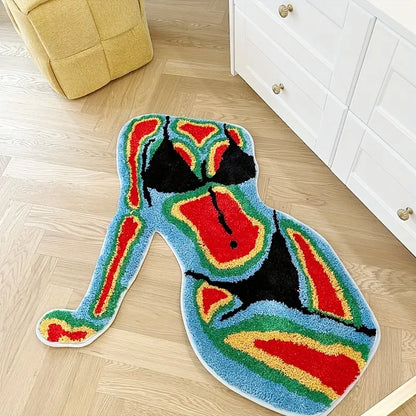 1pc Irregular Body Shape Flocked Floor Mat