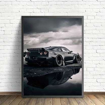 1 PCS Black Sports Car Canvas Wall Art