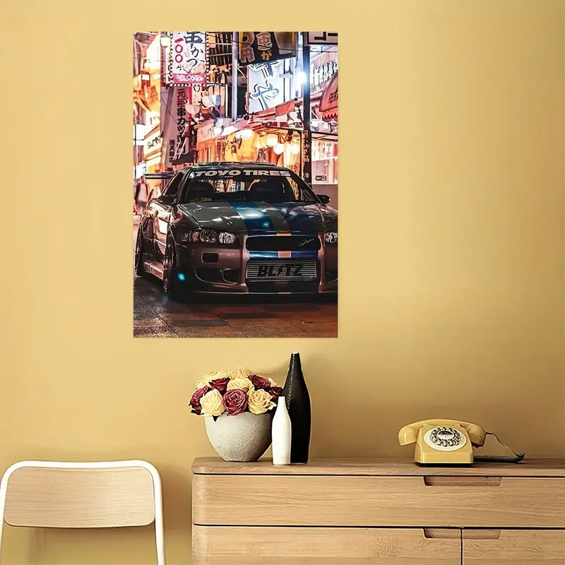 1pc Stunning Car Painting on Canvas