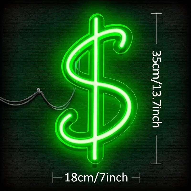 1pc, Dollar Neon Sign USB Powered Light - 7 X13.7 Inch