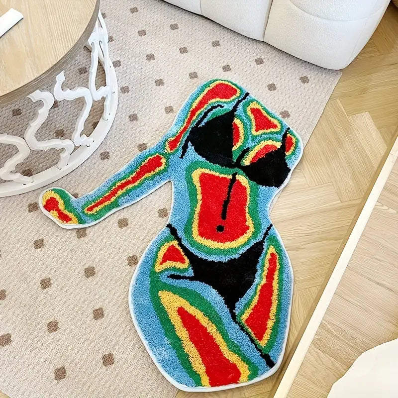 1pc Irregular Body Shape Flocked Floor Mat