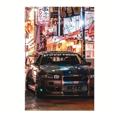 1pc Stunning Car Painting on Canvas