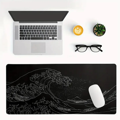 1pc Japan Black Sea Wave Large Mouse Pad